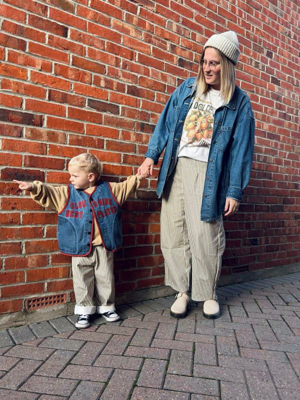 Denim Jeans - Olive stripe