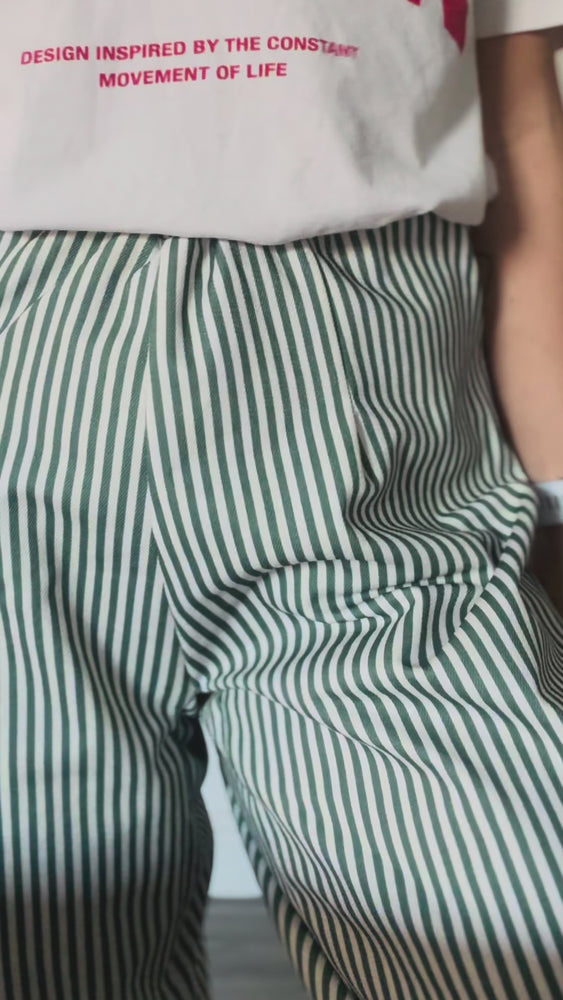 
            
                Load and play video in Gallery viewer, Adult Denim Barrel Jeans - Green Stripe
            
        